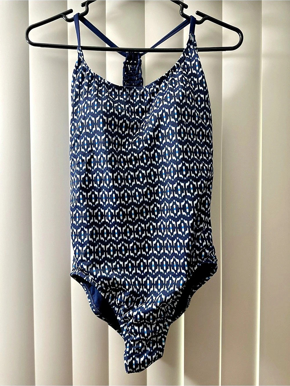 Geometric One Piece in Blue & White Like New